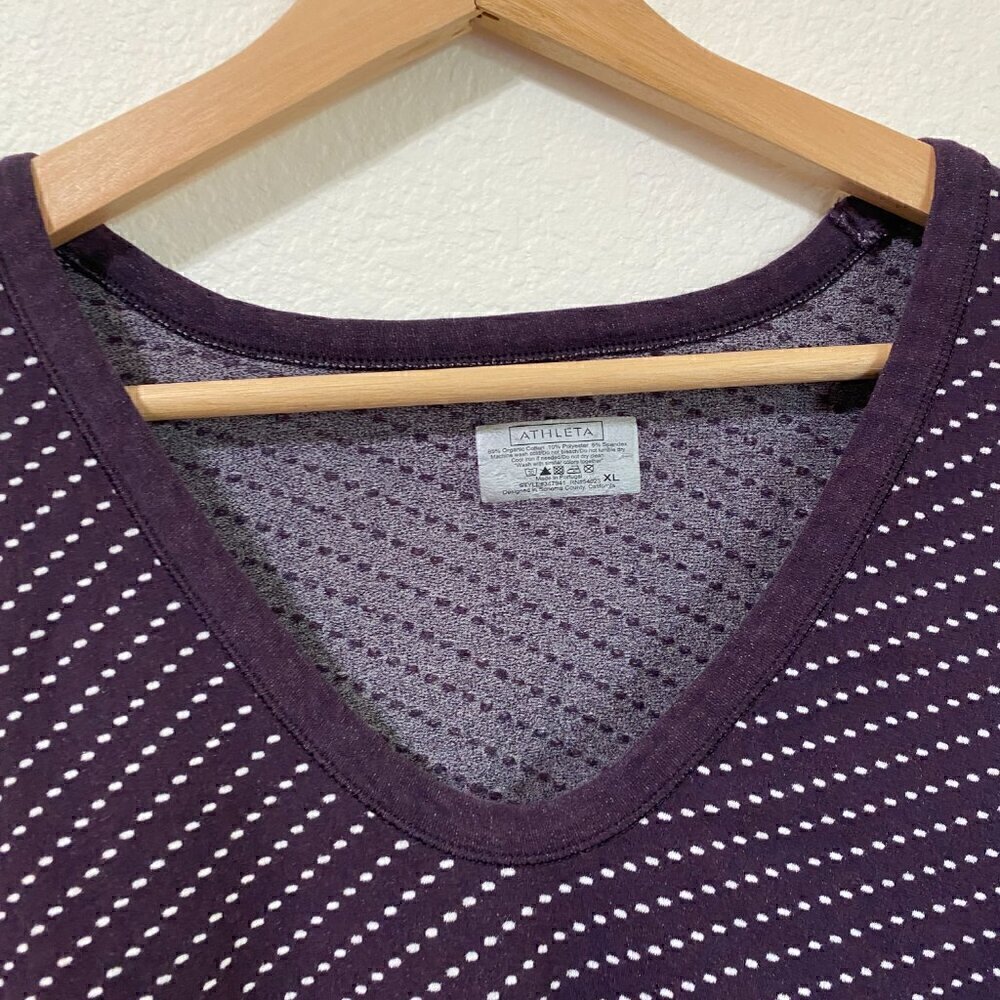 Athleta Dottie Ruched Active Top Womens XL Purple Polka Dot Long Sleeve Stretch - Picture 4 of 6